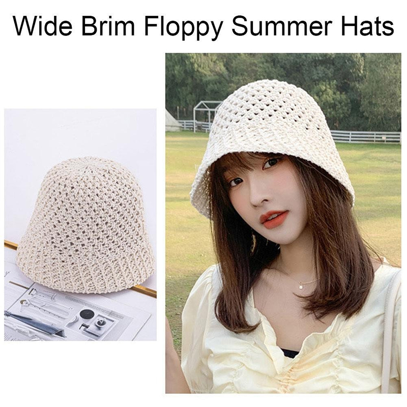 Bucket Hat Straw - Nieuwe Meisjes Zonnehoed Brede Rand Floppy